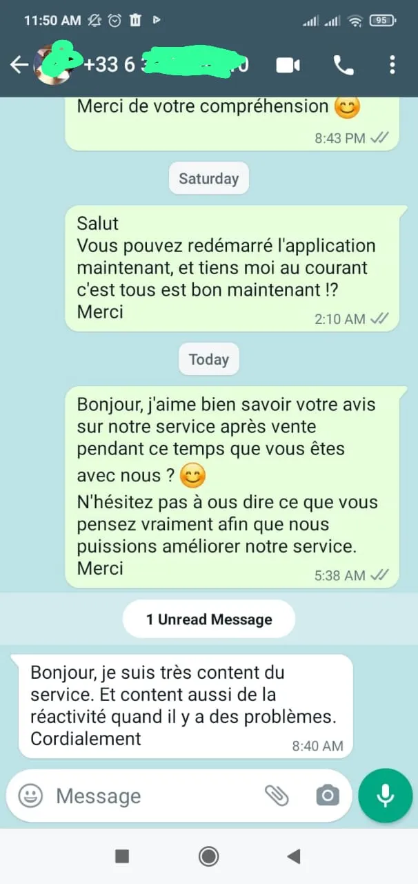 Avis client French IPTV — témoignage WhatsApp